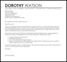 Yoga Instructor Cover Letter Sample Cover Letter Templates Examples