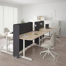 Bekant Desk With Screen White Stained Oak Veneer White Ikea Office Interior Design Modern Office Interiors Ikea Bekant Desk