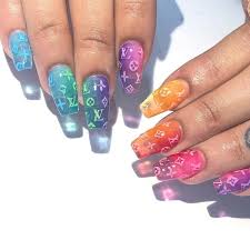 Artificial nails, also known as fake nails, false nails, fashion nails, acrylic nails, nail extensions or nail enhancements, are extensions placed over fingernails as fashion accessories. Acrylic Nails Rainbow Aesthetic Nail Pattern And Nails Image 7069178 On Favim Com