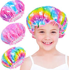 Amazon.com: Gorro de ducha de unicornio para niña, lindo arco iris, pelo  largo, ajustable, impermeable, para niñas mientras se duchan : Belleza y  Cuidado Personal