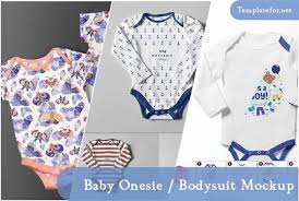Presenting a cute baby onesie psd design template with character and food items in it. 25 Best Baby Onesie Bodysuit Psd Mockup To Grab Templatefor