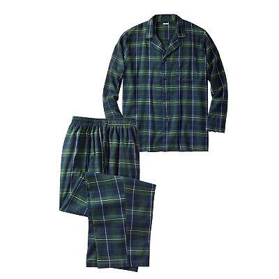 A blue and green plaid pajama set