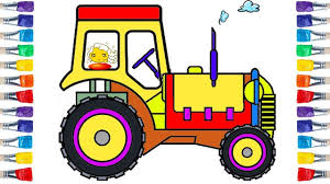 Follow this step by step tutorial to make him look like he's walking across the desert. How To Draw A Tractor Easy Coloring Tractor For Kids Tractors For Kids Drawings Draw