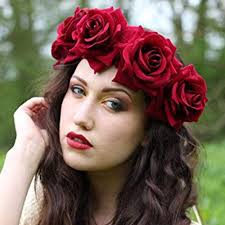 Tvoip Rose Floral Crown Garland Flower Headband Headpiece for Wedding  Festival (Red) : Clothing, Shoes & Jewelry