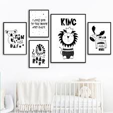 Boys room wall art black and white. Koala Lion Deer Wall Art Canvas Painting Nordic Posters And Prints Animal Black White Wall Pictures Kids Baby Room Home Decor Buy At The Price Of 3 09 In Aliexpress Com Imall Com