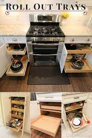 Use a table saw to cut plywood strips for your face frame cabinets. One Of Our Most Popular Cabinet Upgrades Is To Add A Roll Out Tray With A Roll Out Tray Accessing Everything In Diy Kitchen Kitchen Design Kitchen Renovation