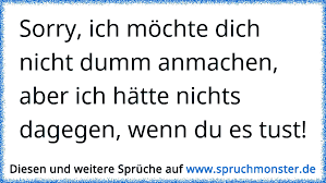 Sorry Ich Mochte Dich Nicht Dumm Anmachen Aber Ich Hatte Nichts Dagegen Wenn Du Es Tust Spruchmonster De