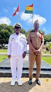 T/R:FLAG OFFICER COMMANDING EASTERN NAVAL BASE PAYS A COURTESY CALL ON THE  TEMA REGIONAL COMMANDER, Flag Officer Commanding the Eastern Naval Base in  Tema, Commodore Maxwell Arhen pays a courtesy call ...