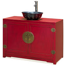 30 red bathroom vanity combo w/sink, plywood+solid wood cabinet, antique. Distressed Red Elmwood Ming Vanity Cabinet