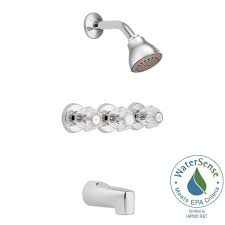 Shop for shower handle replacements at walmart.com. Moen Chateau 3 Handle 1 Spray Tub And Shower Faucet In Chrome Valve Included 2995ep The Home Depot