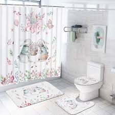 Enjoy free shipping on most stuff, even big stuff. Easter Rabbit Eggs Bathroom Shower Curtain Set Waterproof Durable Fabric Bath Curtain With Flannel Rugs 4pcs