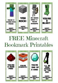 Free Minecraft Bookmark Printable In 2020 Minecraft Valentines Box Valentines Bookmarks Printable Valentine Bookmarks