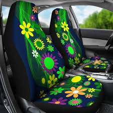 Hippie Flower Power Pattern Universal Fit Car Seat Cover Set Muggalicious Car Seatcover Automotive Vehicle Elastic Fron Car Seats Fit Car Carseat Cover