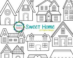 Black And White Home Clipart Birthday Bears Digital Stamp Pack Black And White Clipart Etsy Digital Stamps Digi Stamp Clip Art
