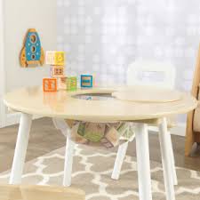 Kidkraft aero city train set & table. Amazon Com Kidkraft Wooden Round Table 2 Chair Set With Center Mesh Storage Natural White Gift For Ages 3 6 Toys Games