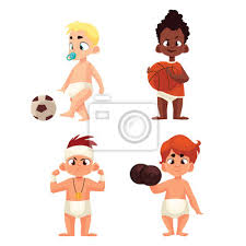 And who would like to play soccer: Baby In Windeln Spielen Sport Vektor Illustration Comic Cartoon Wandsticker Windel Dreschen Fussball Myloview De