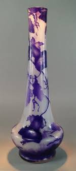 A Galle Tall Cameo Glass Vase With Purple Flowering Vine Design Etched Galle Signature Approx 43cm High Price Estimate 800 Purple Vase Vase Crystal Art