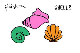 First draw two shapes that are shaped like baseball fields and then add the guidelines in the middle. How To Draw Sea Shells Rainbow Printables