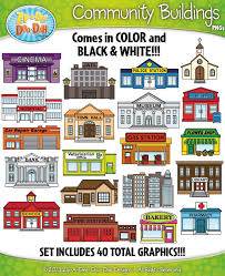 Community Buildings Clipart Set Includes 40 Graphics Community Building Community Helpers Preschool Community Clipart