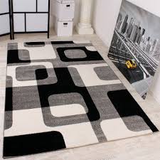 Designer Teppich In Grau Schwarz Weiss Retro Design Top Qualitat Zum Top Preis Grosse 160x220 Cm Amazon De Kuch Teppich Design Weisser Teppich Teppich Grau