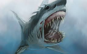 Woman holding shark wallpaper, digital art. Art Shark Monster Mouth Teeth Underwater Hunger Wallpapers Hd Desktop And Mobile Backgrounds