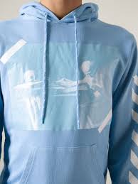 Off White C O Virgil Abloh Digital Print Hoodie In Blue For Men Lyst