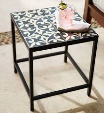Square Tile Side Table In 2020 Tile Top Tables Ceramic Table Patio Side Table