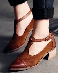 Korean Womens Suede Buckle Strap Pointed Toe Shoes Low Chunky Heels New Fashion Shoes Fashion Shoes Heels