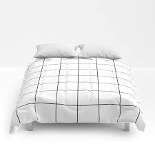 Black And White Grid Comforter Queen Buy Classic Geometric Neutral White Scandi Square Grid Comforter By Bitart On Society6 With Free Shipping Now White Comforter Pattern Comforters Bed Comforters