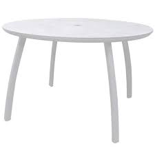 Grosfillex Ut42c096 Sunset 42 Glacier White Round Table With Umbrella Hole White Round Tables Outdoor Table Tops Table