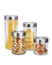 There's a simple way to tackle kitchen and pantry organization. Food Storage Jar W Airtight Stainless Steel Lids Clear Glass Canisters Set Of 4 Kitchen Dining Bar Canisters Jars