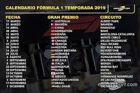 Eine marke, die bewegt und begeistert. La Fia Confirma El Calendario Definitivo De Formula 1 Para 2019