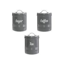 Black And White Canisters Australia Tea Coffee Sugar Canisters Jars Kitchen Storage Pots With Lids Marlo Grey Color Tea Coffee Sugar Canisters Tea Coffee Sugar Jars Coffee Canister