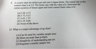 solved 9 a control chart for defects per unit uses 3 sig