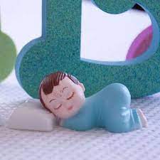 2 Blue Pajama Smiling Baby Boy Sleeping Pillow Baby Shower Bakery Cake Topper Walmart Com