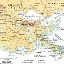 Map Of Modern Mississippi River Delta In Vicinity Of New