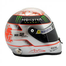 Here you will find a selection of miniature helmets by racing legend michael schumacher. Michael Schumacher Platin Helm Spa 300th Gp 2012 1 2