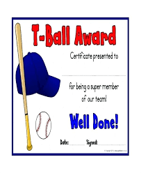 Youth Baseball Award Certificates Printable T Ball Certificate ...