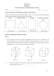 Worksheet 2 Rotational Symmetry In Cubes And Regular Tetrahedra