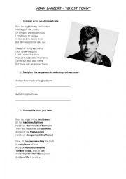 ™ adam lambert — ghost town /kiss fm™ 03:07. Adam Lambert Ghost Town Esl Worksheet By Olka0207