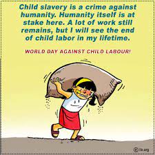 Child labour perpetuates poverty, unemployment. World Day Against Child Labour Quotes Images 2021 Theme Poster Status