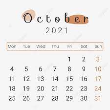 October 2021 Calendar In Brown Color October 2021 October Calendar 2021 Png And Vector With Transparent Background For Free Download Kalendar Planirovshiki Nazvaniya Kompanij