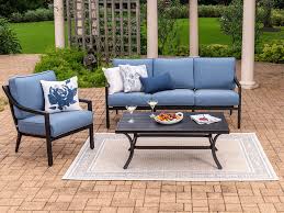Beds up to 40% off* outdoor deals up to 50% off* design services apply for financing united states. Living Room Hill Country Aged Bronze Aluminum And Spectrum Denim Cushion 3 Pc Sofa Group With 48 X