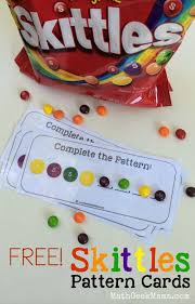 Creating Patterns With Skittles Free Printable Preschool Learning Math Patterns Kindergarten Math