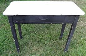 Vintage Porcelain Enamel Top Kitchen Table W Drawer Primitive Enamelware Antique Table Antique Kitchen Table Top Kitchen Table