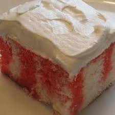 Strawberry Jello Poke Cake With Cool Whip Topping Poke Cake Jello Desserts Cupcake Cakes