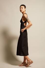 No 6 Mandy Crossback Dress In Black Linen Black Linen Dress Crossback Dress Pattern Fashion