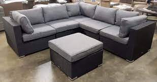 Palazzo rattan corner sofa set in grey in stock. 6 Piece Dorset Corner Sofa Set In Black Rattan Grey Cushions Rattanfurniture2go