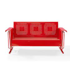 With bright colors and vintage lines, everyone will be drawn to the fun vibe exuded by these stylish pieces. Crosley Furniture Bates Outdoor Metal Sofa Glider