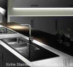 tempered glass top sink with drainboard
